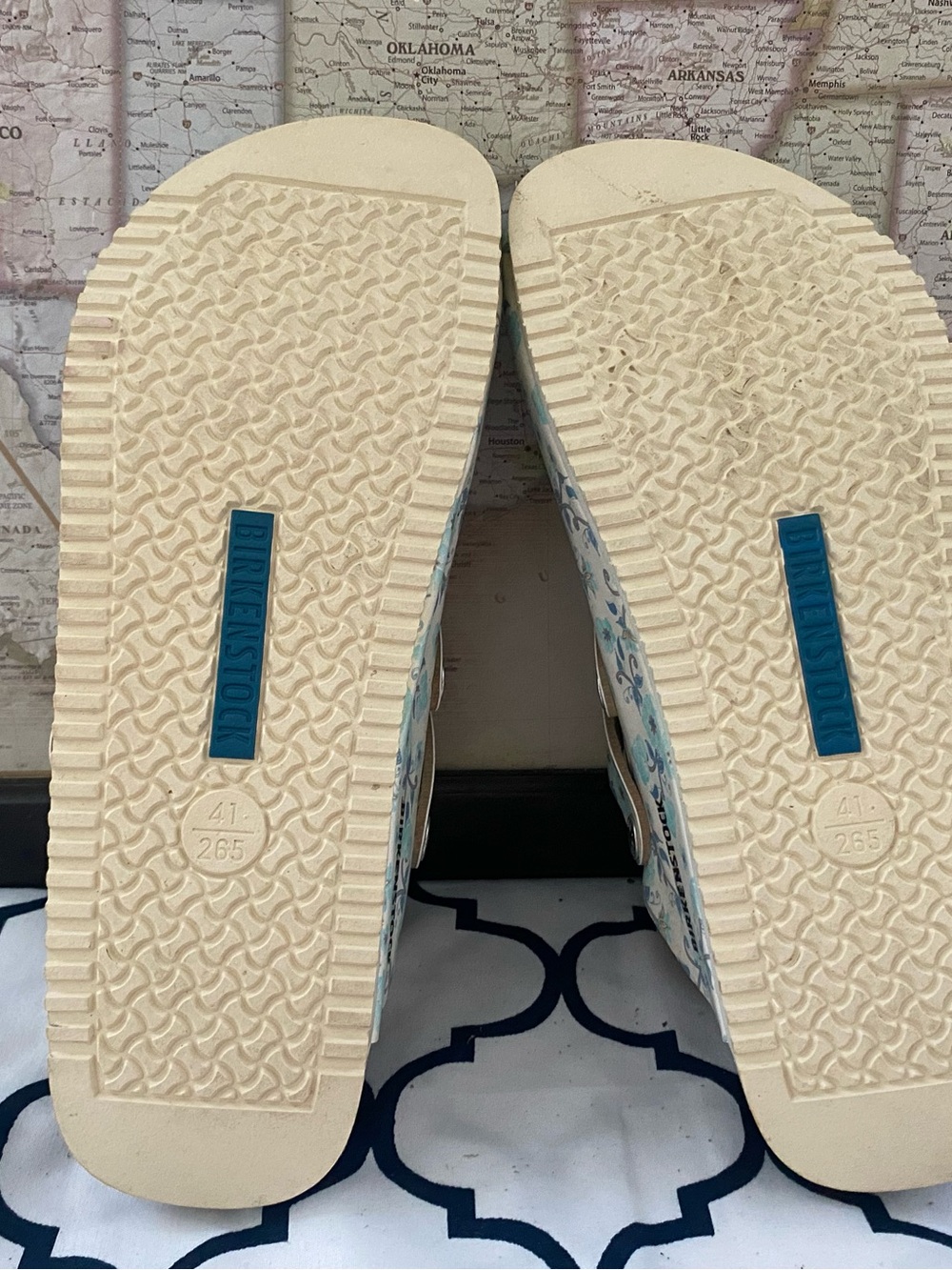 Pre-owned Birkenstyle Boston Floral Clog Sandals in Light Blue 41/10 Narrow fit - Picture 6 of 15